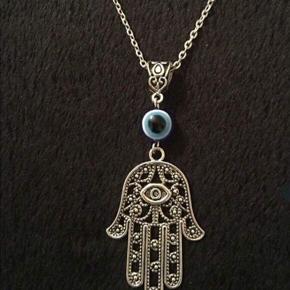 NecklaceβHamsaβEvilEyeZincAlloyΒ 18βCuteβVersatile - Picture 5 of 6